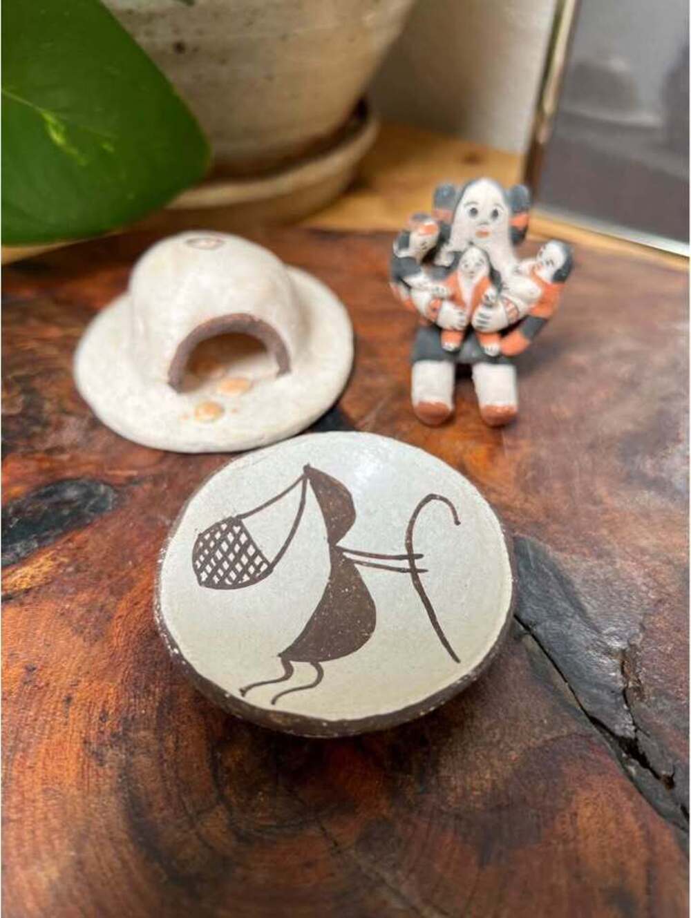 Acoma Pueblo NM Mini Clay Pottery Oven Bowl Storyteller Set of 3 Lot Bundle